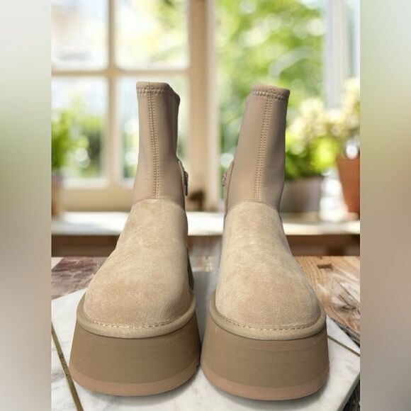 NEW UGG Women's Classic Dipper Sand Platform Shearling Suede Boots 1144031 SZ 9 - Picture 4 of 13